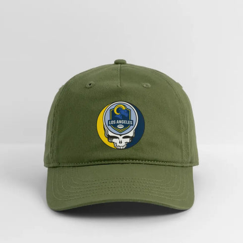 Los Angeles Rams Grateful Dead Stealie Dad Hat - olive green