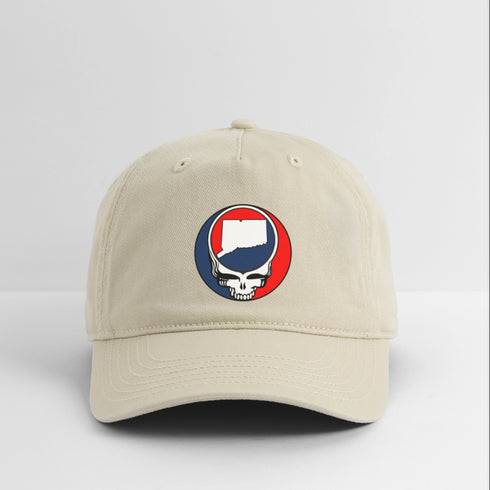 Connecticut Map Stealie Grateful Dead Dad Hat - khaki