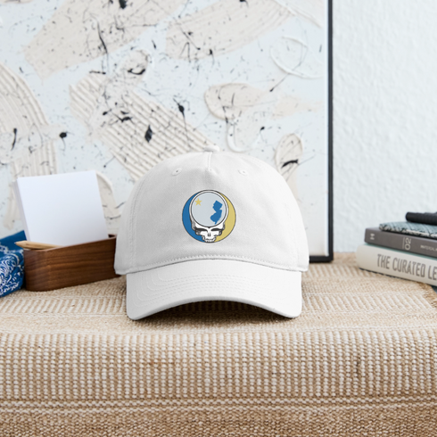 New Jersey "Unofficial" State Flag Stealie Grateful Dead Dad Hat - white