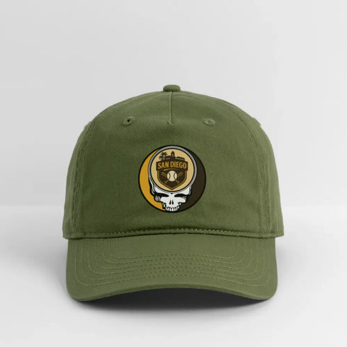 San Diego Padres Grateful Dead Stealie Dad Hat - olive green