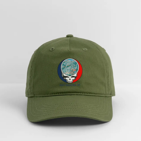 Gore Mountain Trail Map Stealie Grateful Dead Dad Hat - olive green