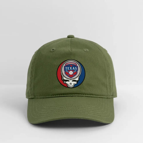 Texas Rangers Grateful Dead Stealie Dad Hat - olive green