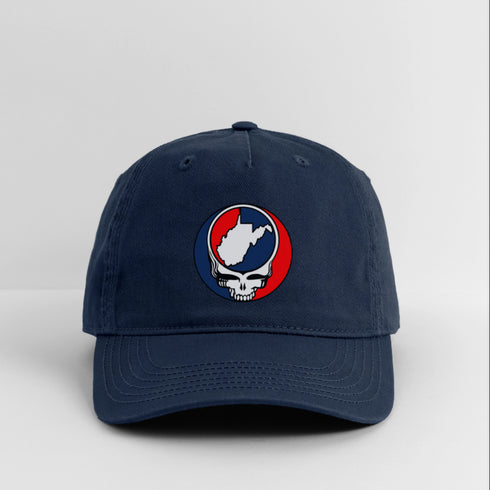 West Virginia Map Stealie Grateful Dead Dad Hat - navy