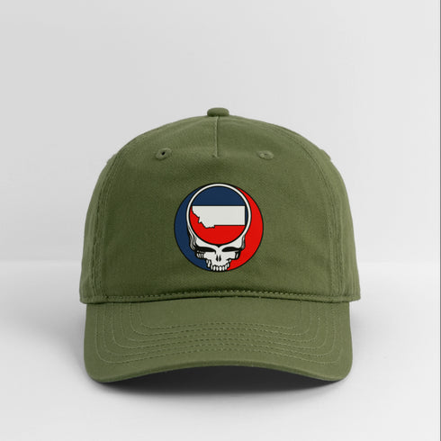 Montana Map Stealie Grateful Dead Dad Hat - olive green