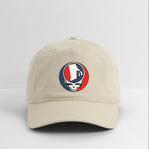 Rhode Island Map Stealie Grateful Dead Dad Hat - khaki