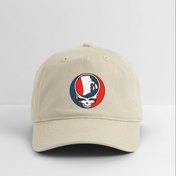 Rhode Island Map Stealie Grateful Dead Dad Hat - khaki
