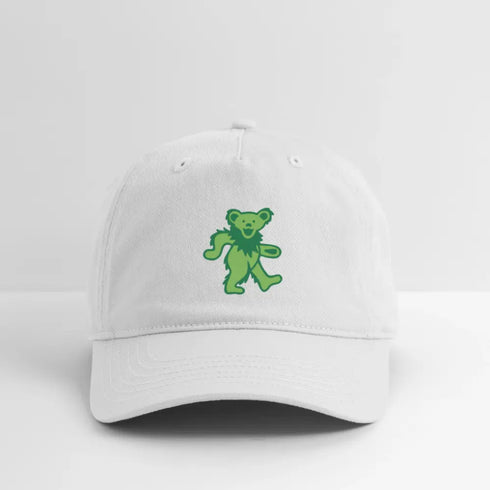 Green Dancing Bear Grateful Dead Stealie Dad Hat - white