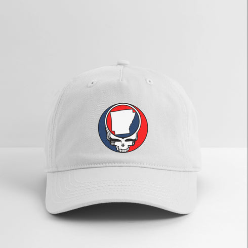 Arkansas Map Stealie Grateful Dead Dad Hat - white