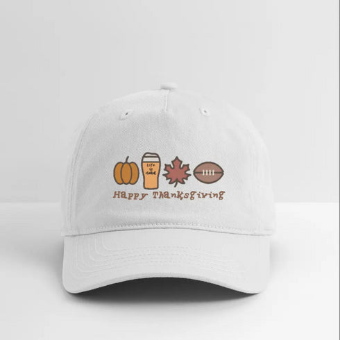 Life is dead. Happy Thanksgiving Grateful Dead Dad Hat - white
