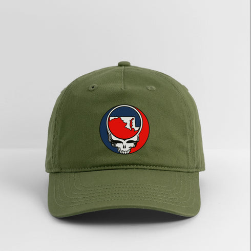 Maryland Map Stealie Grateful Dead Dad Hat - olive green