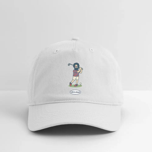 Life is dead. Golfin' Jerry Grateful Dead Stealie Dad Hat - white