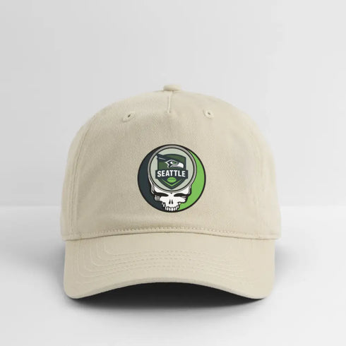 Seattle Seahawks Grateful Dead Stealie Dad Hat - khaki