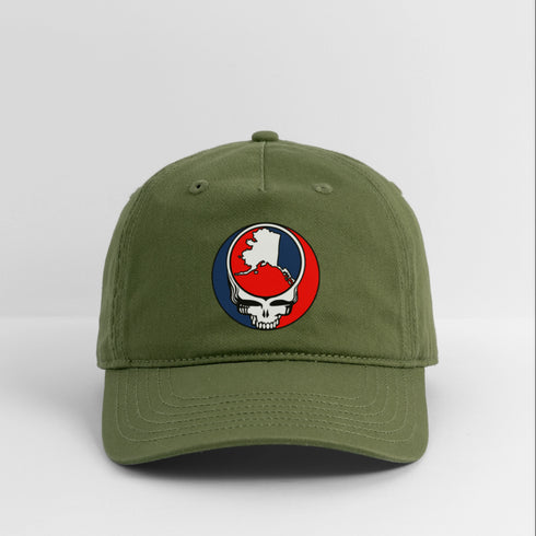 Alaska Map Stealie Grateful Dead Dad Hat - olive green
