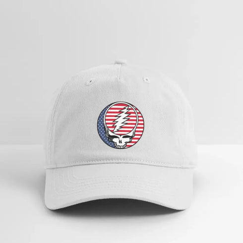 Stars and Stripes Stealie Grateful Dead Stealie Dad Hat - white