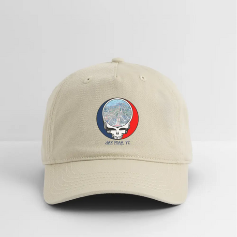 Jay Peak Trail Map Stealie Grateful Dead Dad Hat - khaki