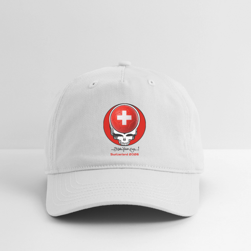 2026 Switzerland World Cup Grateful Dead Stealie Dad Hat - white