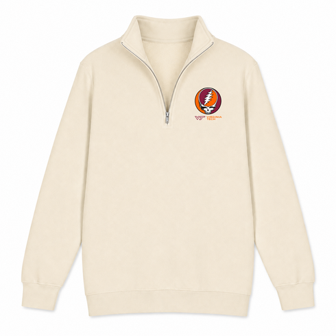 Virginia Tech - Premium Grateful Dead Quarter-Zip Pullover - Sand - 2