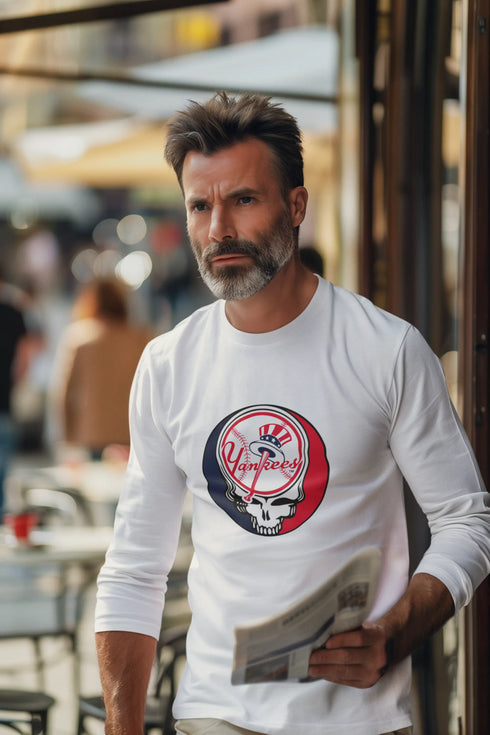 Grateful Dead - New York Yankees Classic Stealie Long Sleeve Tee - MLB - StealieShop