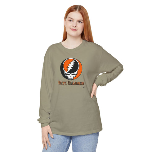 Happy Halloween Stealie Garment-Dyed Long Sleeve T-Shirt