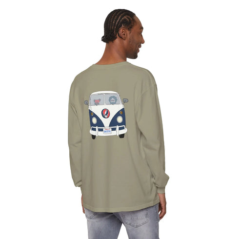 Grateful Dead - Jerry's Takin' The Bus Two-Sided Vineyard Collection Garment-dyed Long Sleeve T-Shirt - StealieShop