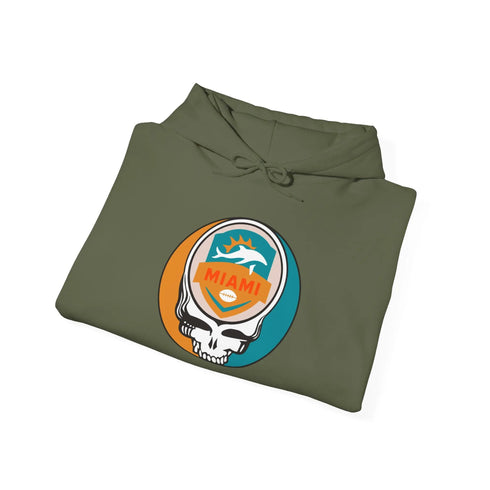 Grateful Dead - Miami Dolphins Stealie Grateful Dead Hooded Sweatshirt - NFL - StealieShop