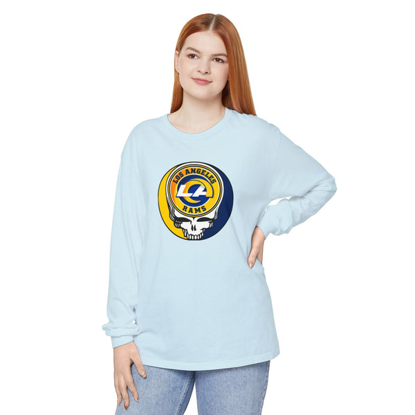 Los Angeles Rams Logo Stealie Grateful Dead Unisex Garment-Dyed Long Sleeve T-Shirt