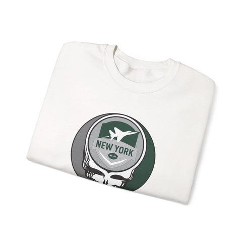 Grateful Dead - New York Jets Grateful Dead Stealie Crewneck Sweatshirt - NFL - StealieShop