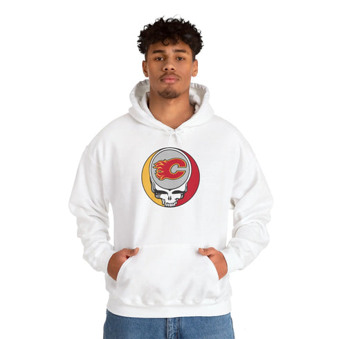Calgary Flames Grateful Dead Unisex Heavy Blend Hoodie - StealieShop