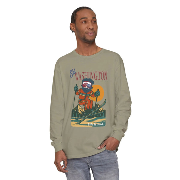 Grateful Dead - Ski Washington - Life is dead. Mountain Collection Garment-Dyed Long Sleeve T-Shirt - StealieShop