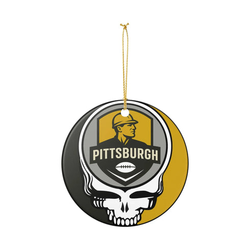 Grateful Dead - Pittsburgh Football Stealie Christmas Ornament - StealieShop