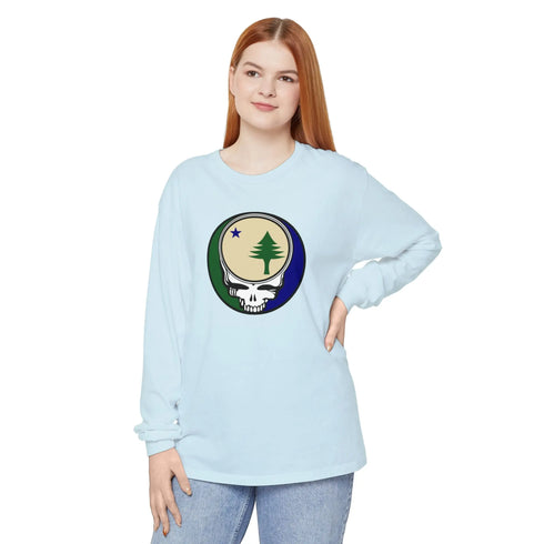 Grateful Dead - Maine Unofficial State Flag Vineyard Collection Unisex Garment-dyed Long Sleeve - StealieShop