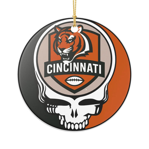 Grateful Dead - Cincinnati Football Stealie Christmas Ornament - StealieShop