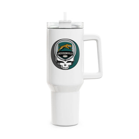 Grateful Dead - Jacksonville Jaguars Stealie "Fat Man" Tumbler, Double Insulated 40oz Travel Mug - NFL - StealieShop