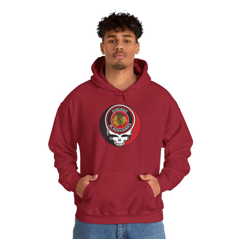 Chicago Blackhawks Grateful Dead Unisex Heavy Blend Hoodie StealieShop