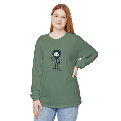 Grateful Dead - Peace Loving Jerry Vineyard Collection Garment-Dyed Long Sleeve T-Shirt - StealieShop