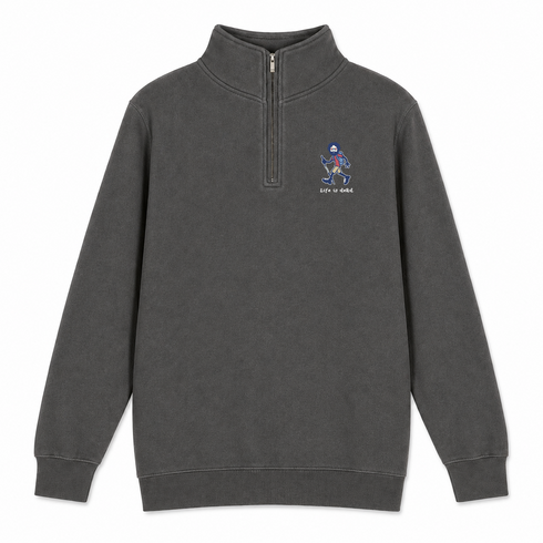 Hikin' Jerry - Life is dead.® - Premium Grateful Dead Quarter-Zip Pullover - Charcoal - 6