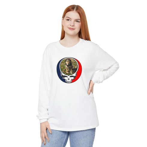 Custom Dog Stealie Garment-Dyed Long Sleeve T-Shirt (165)