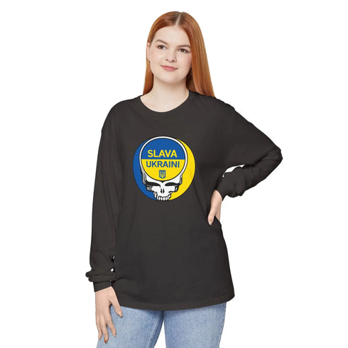 Grateful Dead - Slava Ukraini Garment-Dyed Long Sleeve T-Shirt - StealieShop