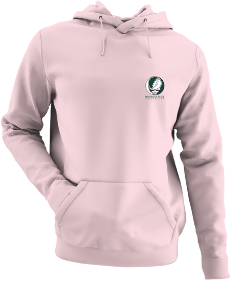 Michigan State University - Premium Grateful Dead Left Chest Hoodie - Light Pink