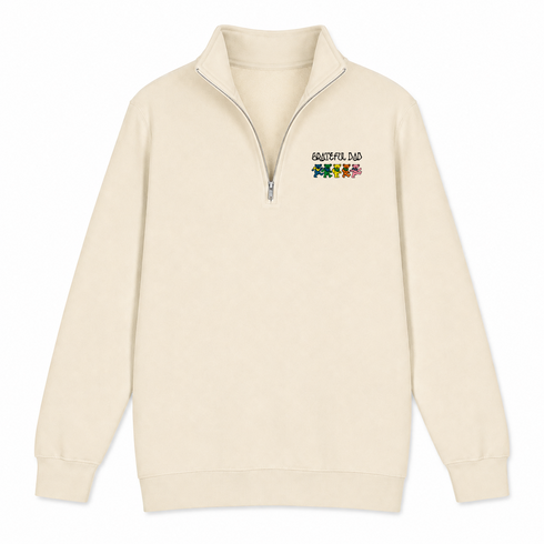 Grateful Dad - Premium Grateful Dead Quarter-Zip Pullover - Sand - 2