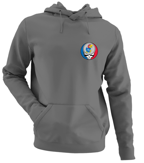 University of Kansas - Premium Grateful Dead Left Chest Hoodie - Charcoal - 8