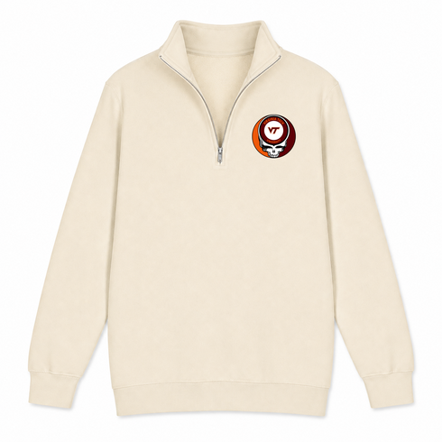 Virginia Tech - Premium Grateful Dead Quarter-Zip Pullover - Sand - 2