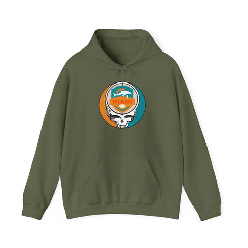 Grateful Dead - Miami Dolphins Stealie Grateful Dead Hooded Sweatshirt - NFL - StealieShop