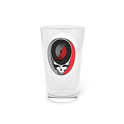 Portland Trailblazers Grateful Dead Stealie Pint Glass, 16oz - NBA - StealieShop