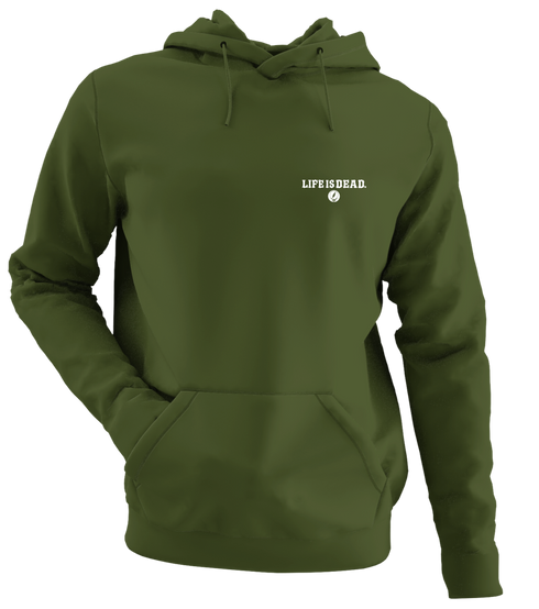 Life is dead.® - Premium Grateful Dead Left Chest Hoodie - Military Green