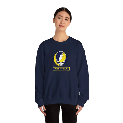 University of Michigan Grateful Dead Stealie Crewneck Sweatshirt - StealieShop