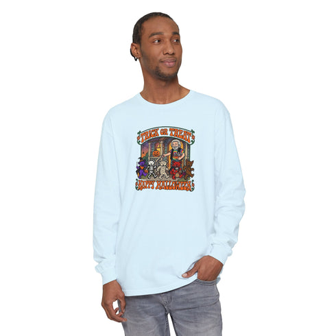Trick-Or-Treating at Jerry's Place Garment-Dyed Long Sleeve T-Shirt