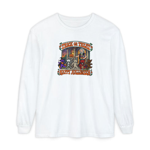 Trick-Or-Treating at Jerry's Place Garment-Dyed Long Sleeve T-Shirt