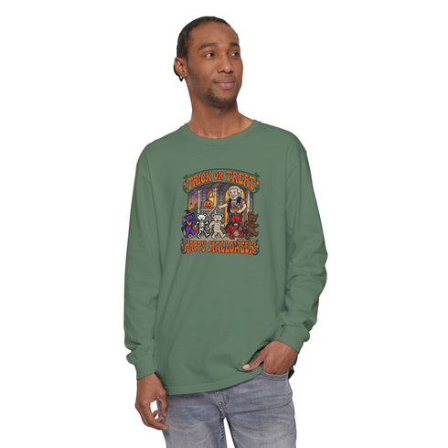 Trick-Or-Treating at Jerry's Place Garment-Dyed Long Sleeve T-Shirt