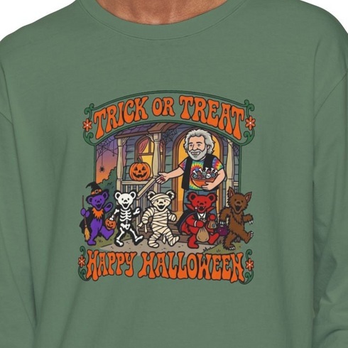 Trick-Or-Treating at Jerry's Place Garment-Dyed Long Sleeve T-Shirt